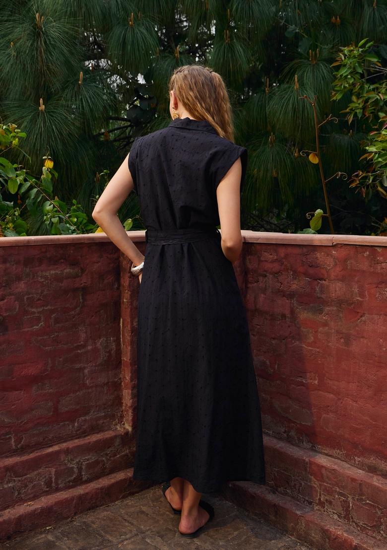 Black Embroidered Cotton Dresses