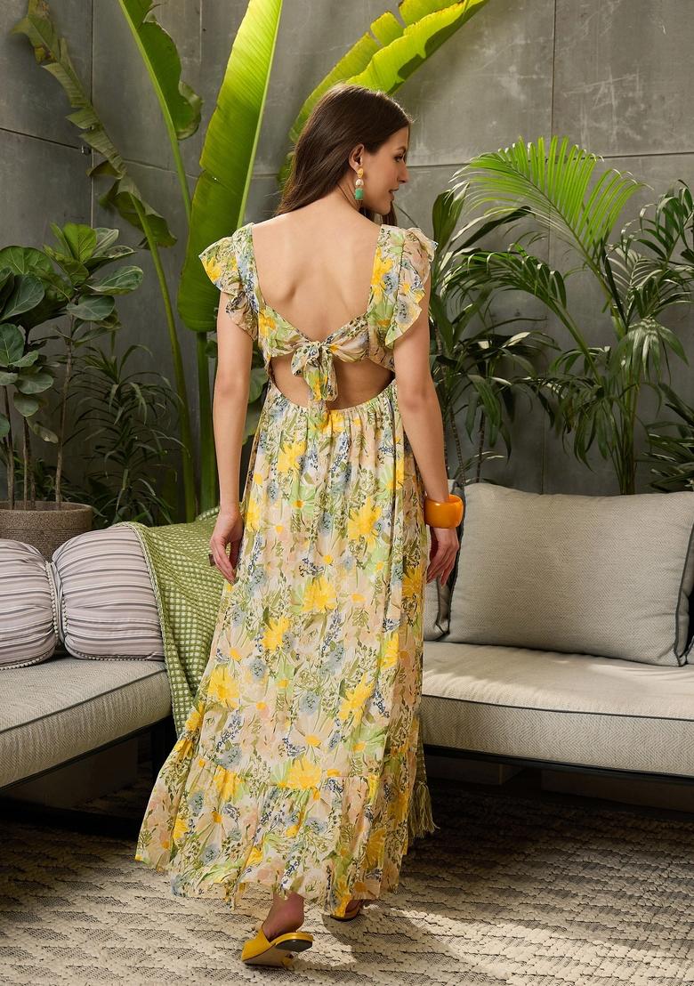 Green Embroidered Polyester Dresses