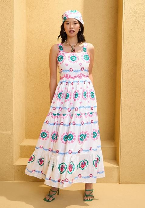 White Embroidered Cotton Dresses