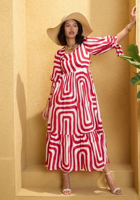 Red Embroidered Cotton Dresses