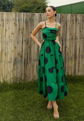 Green Embroidered Cotton Dresses