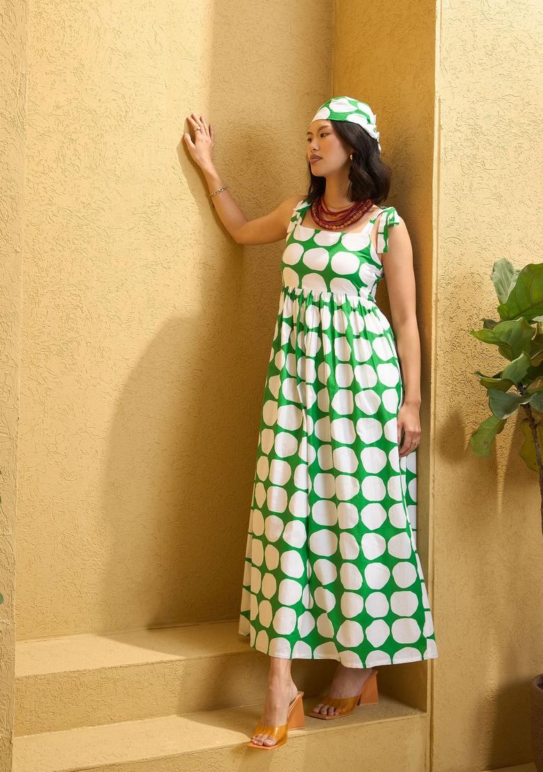 Green Embroidered Cotton Dresses