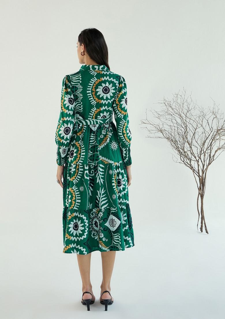 Green Embroidered Cotton Dresses