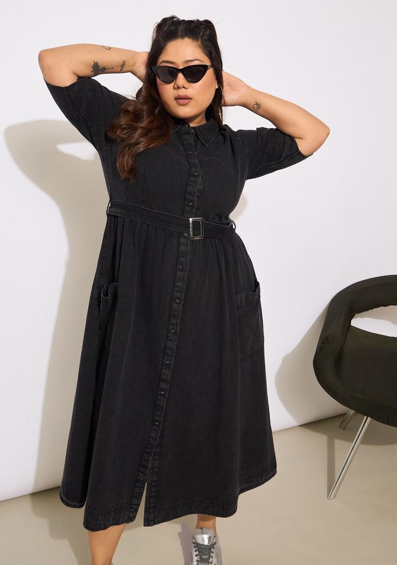 Black Embroidered Cotton Dresses