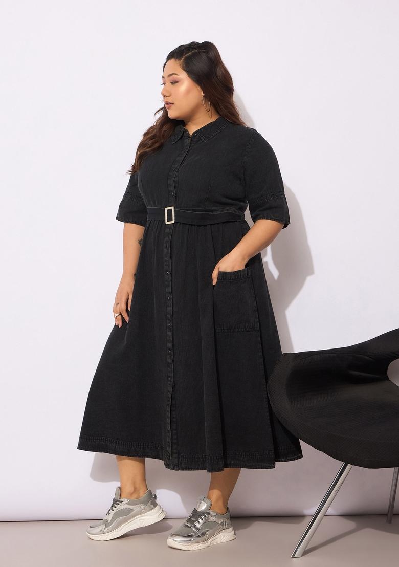 Black Embroidered Cotton Dresses