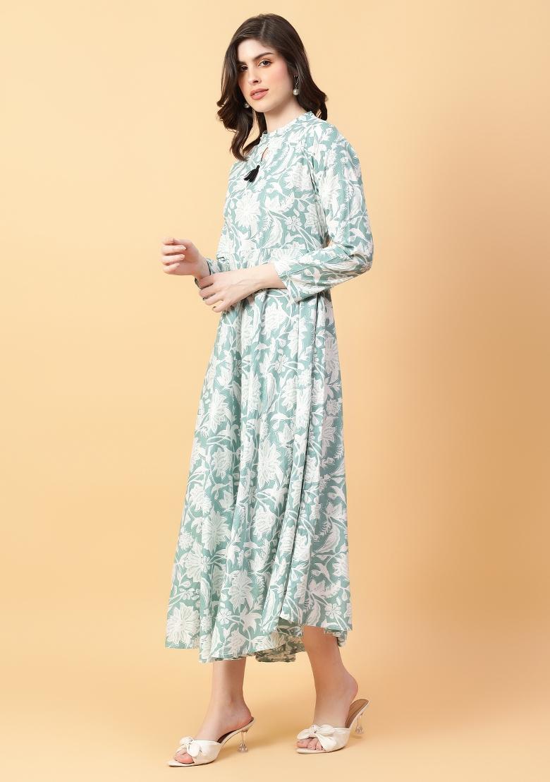 Green embroidered Cotton Dress