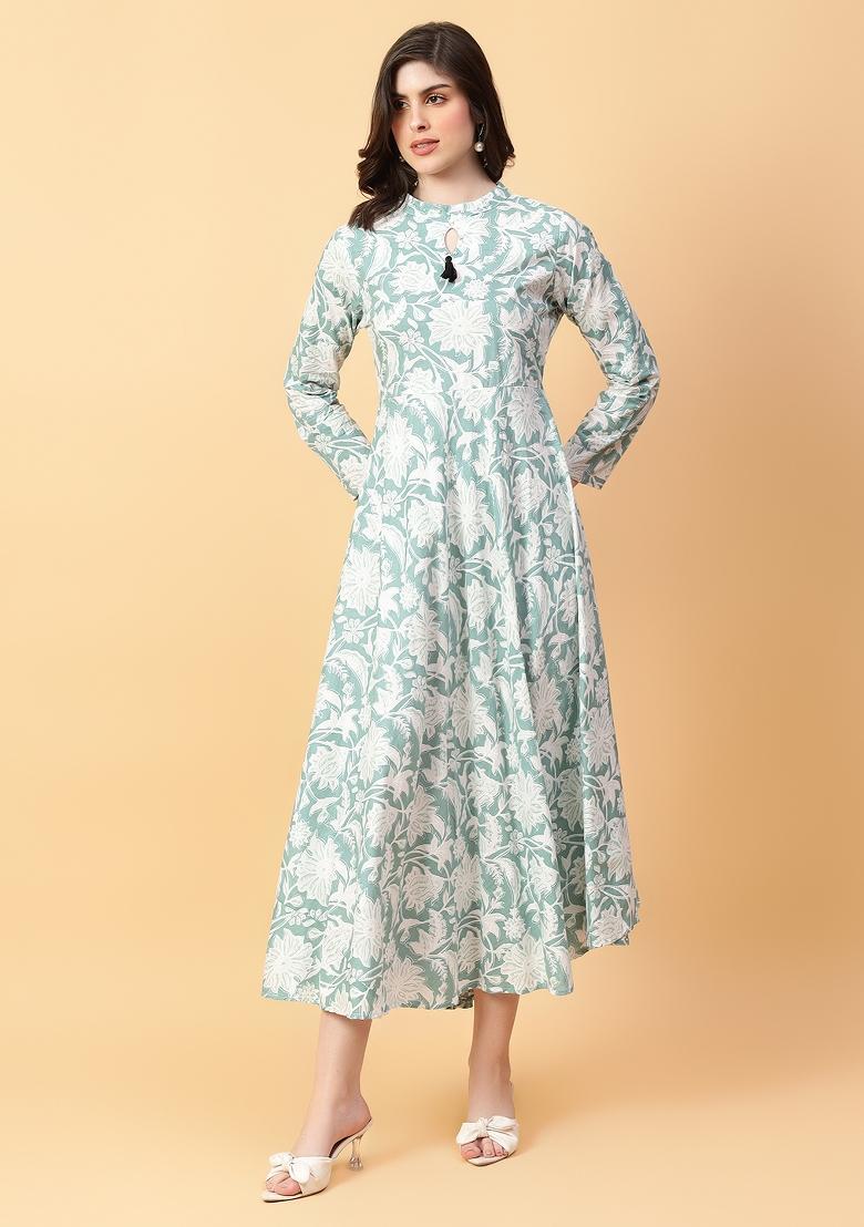 Green embroidered Cotton Dress