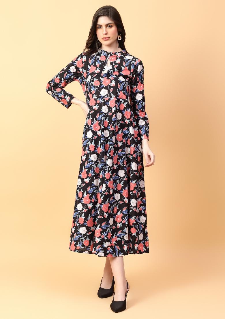 Black embroidered Cotton Dress