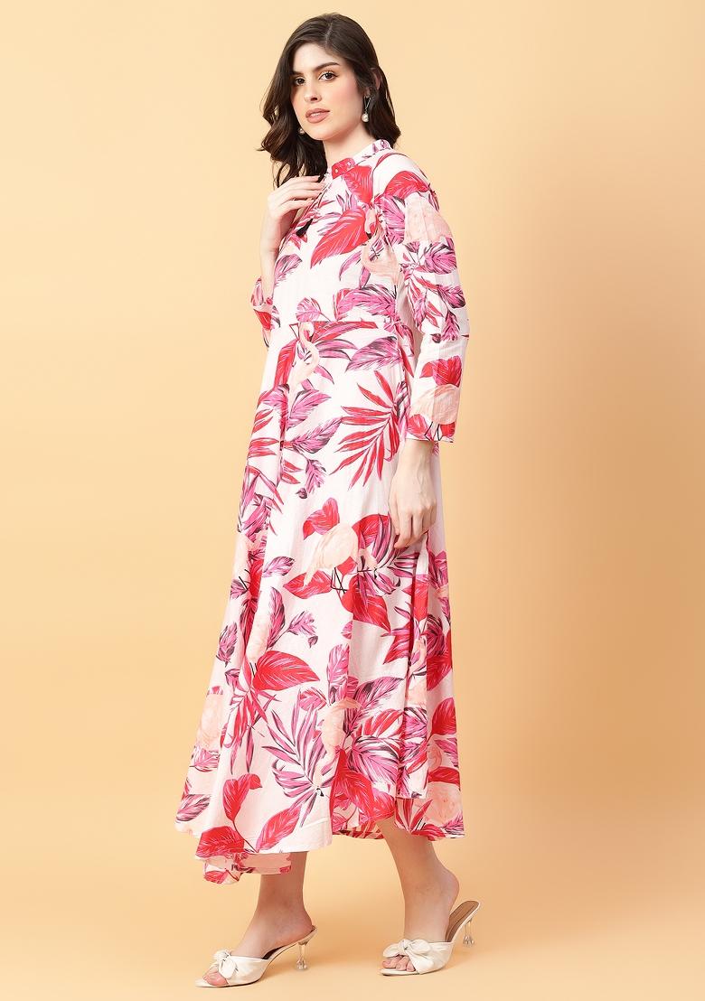 Red embroidered Cotton Dress