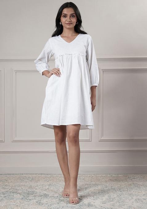 Brown embroidered Cotton Dress