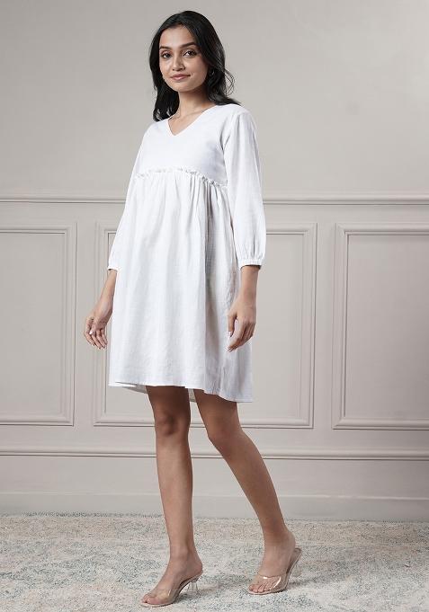 Brown embroidered Cotton Dress