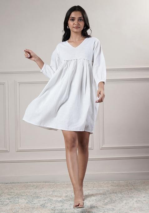 Brown embroidered Cotton Dress