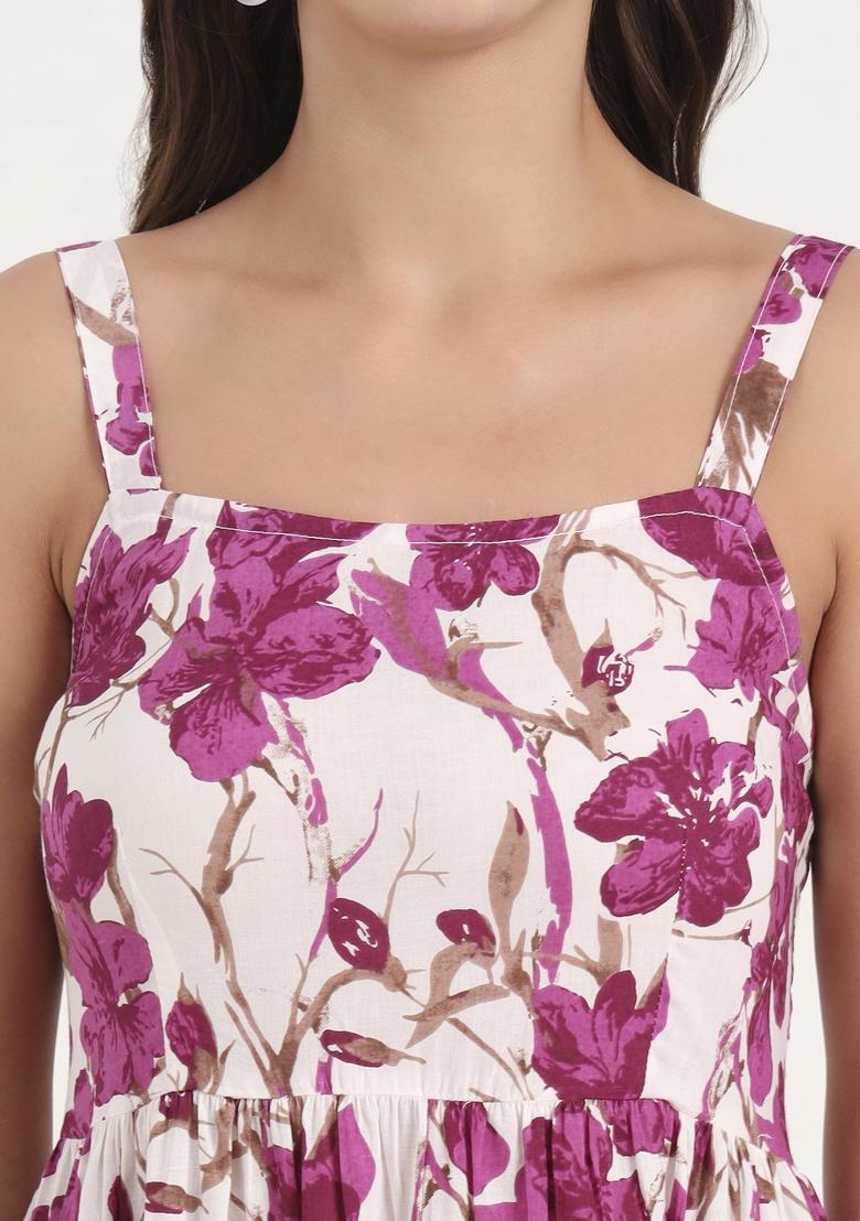 Purple embroidered Cotton Dress