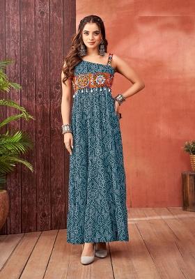 Green Georgette Printed Anarkali