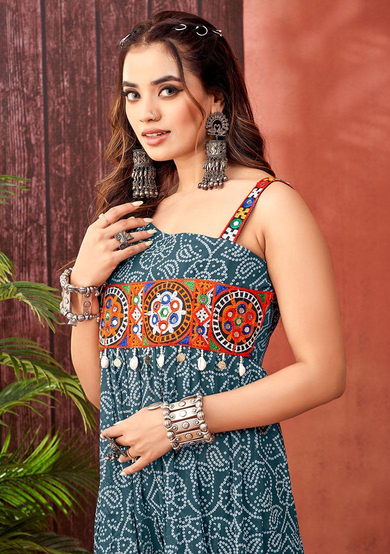 Green Georgette Printed Anarkali