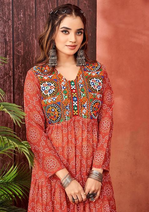 Maroon Georgette Printed Anarkali