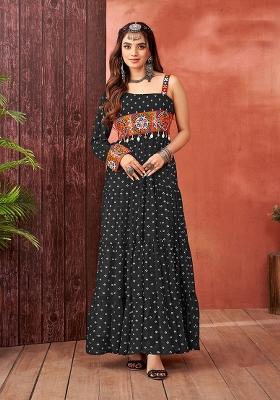 Black Georgette Printed Anarkali