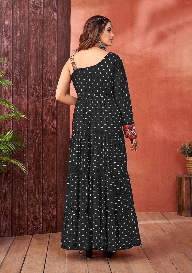 Black Georgette Printed Anarkali