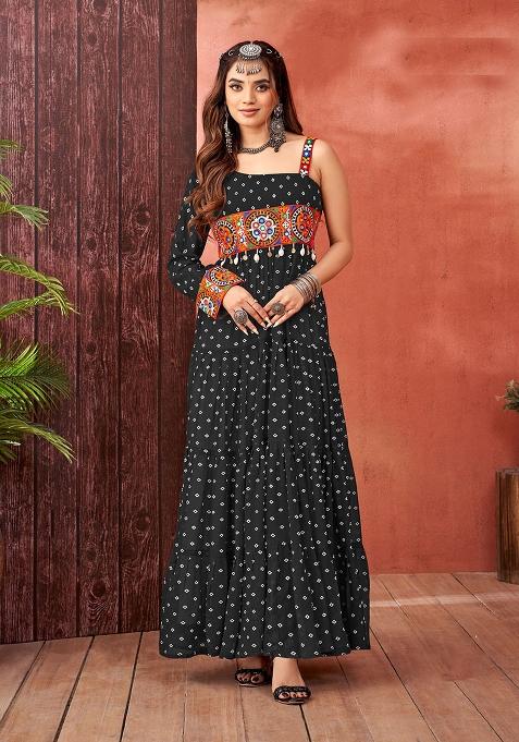 Black Georgette Printed Anarkali