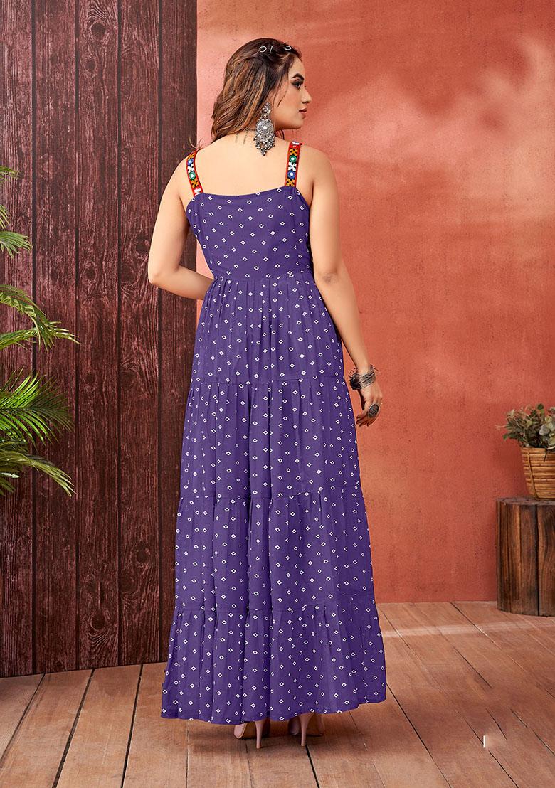 Purple Georgette Printed Anarkali