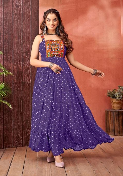 Purple Georgette Printed Anarkali