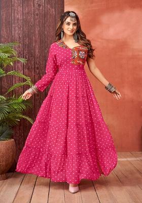 Pink Georgette Printed Anarkali