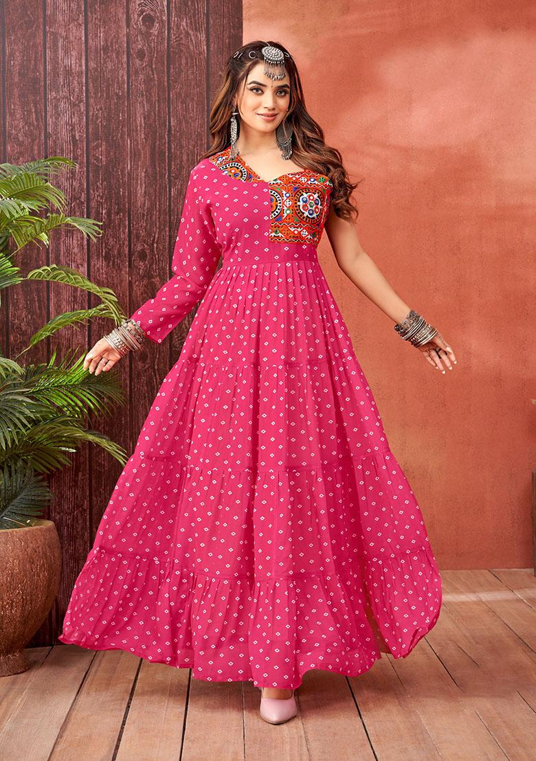 Pink Georgette Printed Anarkali