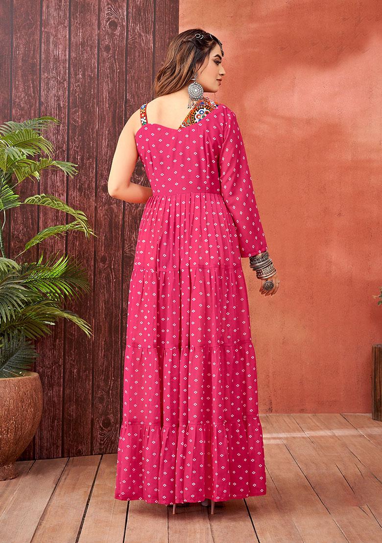 Pink Georgette Printed Anarkali