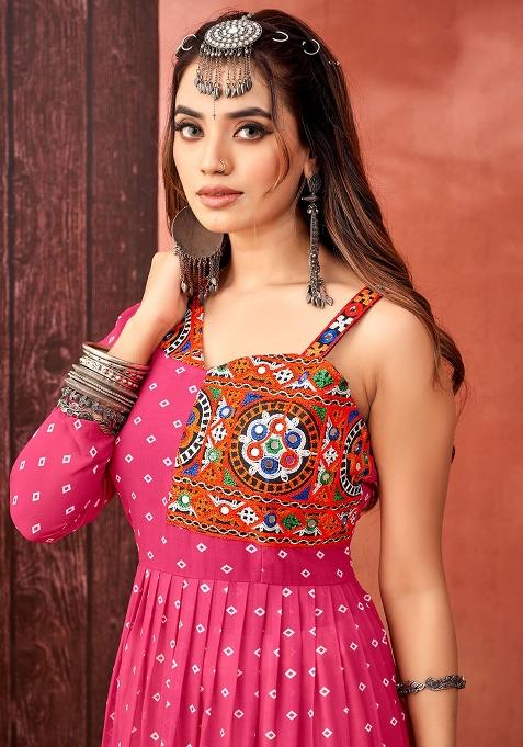 Pink Georgette Printed Anarkali