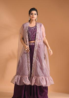 Blue Embroidered Pure Chiffon Palazzo Set