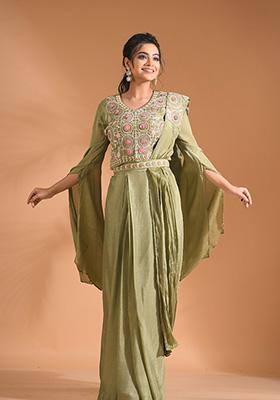 Purple Embroidered Pure Chiffon Palazzo Set