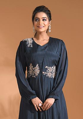 Purple Embroidered Pure Chiffon Palazzo Set