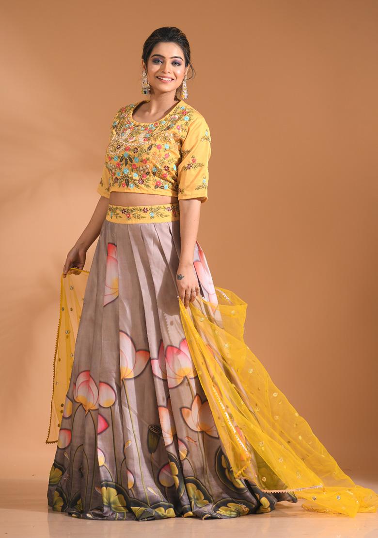 Beige Embroidered Linen Palazzo Set