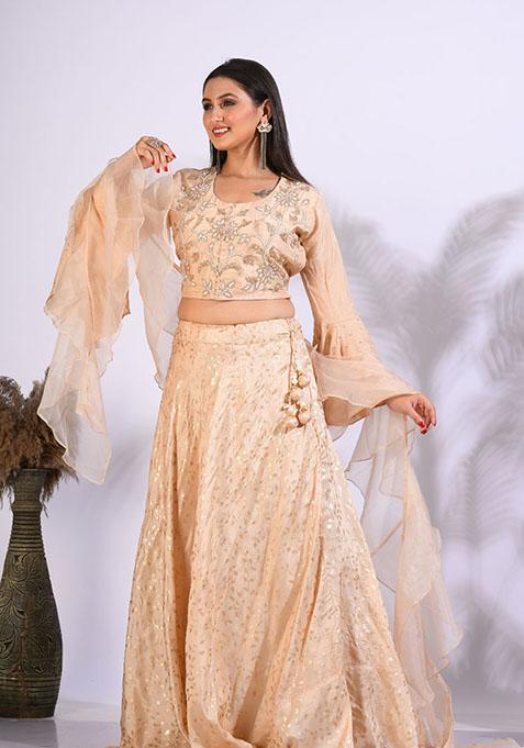 Gold Embroidered Organza Palazzo Set