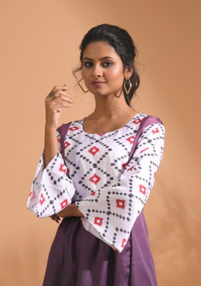 Multicolour Embroidered Linen Kurta Set - Indya