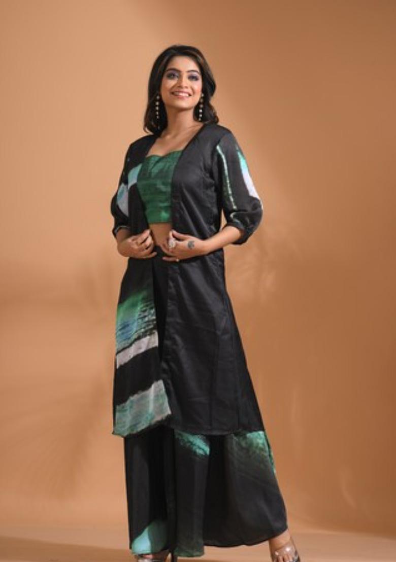 Multicolour Embroidered Linen Palazzo Set