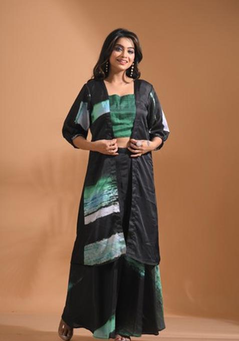 Multicolour Embroidered Linen Palazzo Set