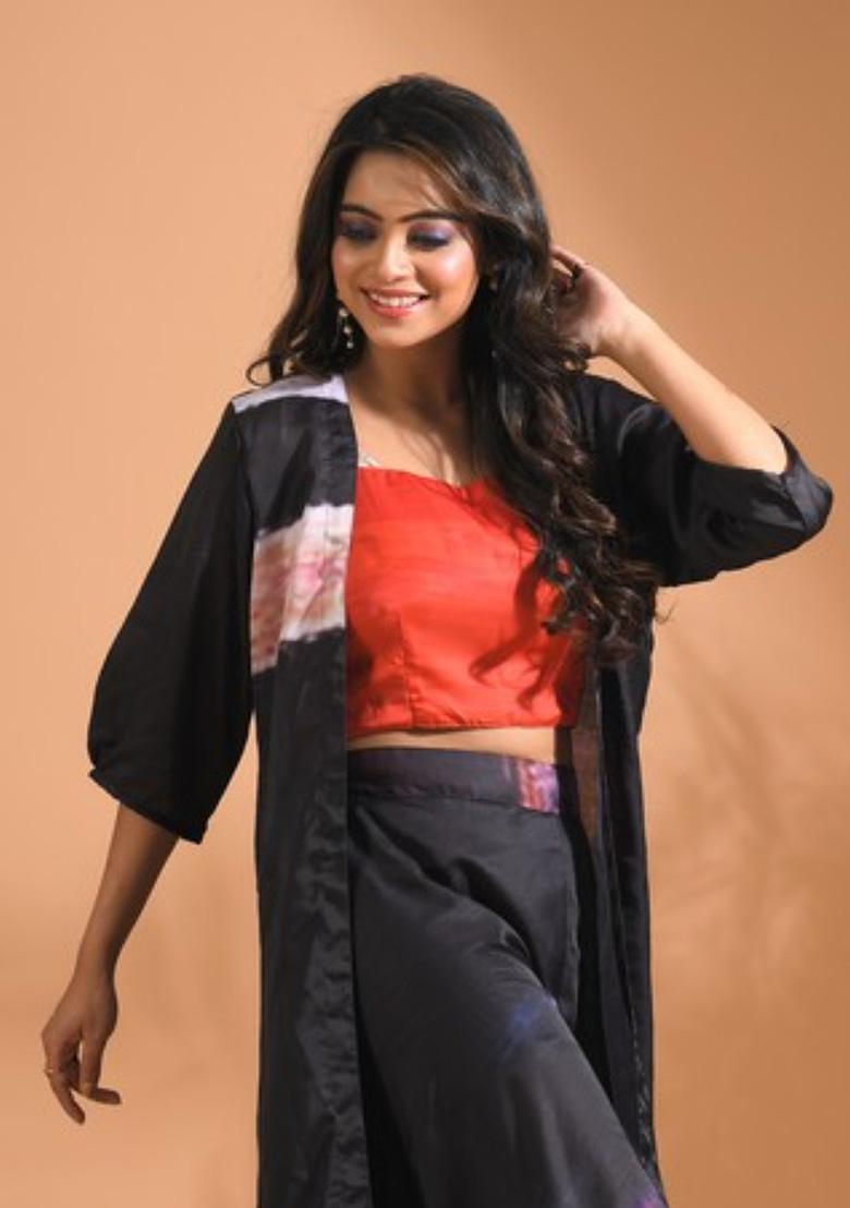 Multicolour Embroidered Linen Palazzo Set