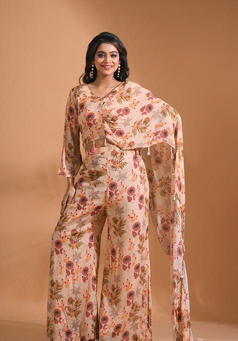 Pink Embroidered Pure Chiffon Kurta Set