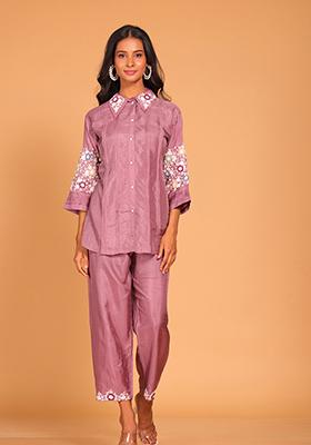 Blue Embroidered Pure Silk Kurta Set