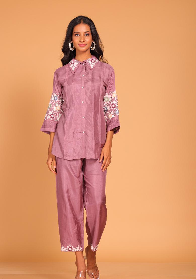 Blue Embroidered Pure Silk Kurta Set