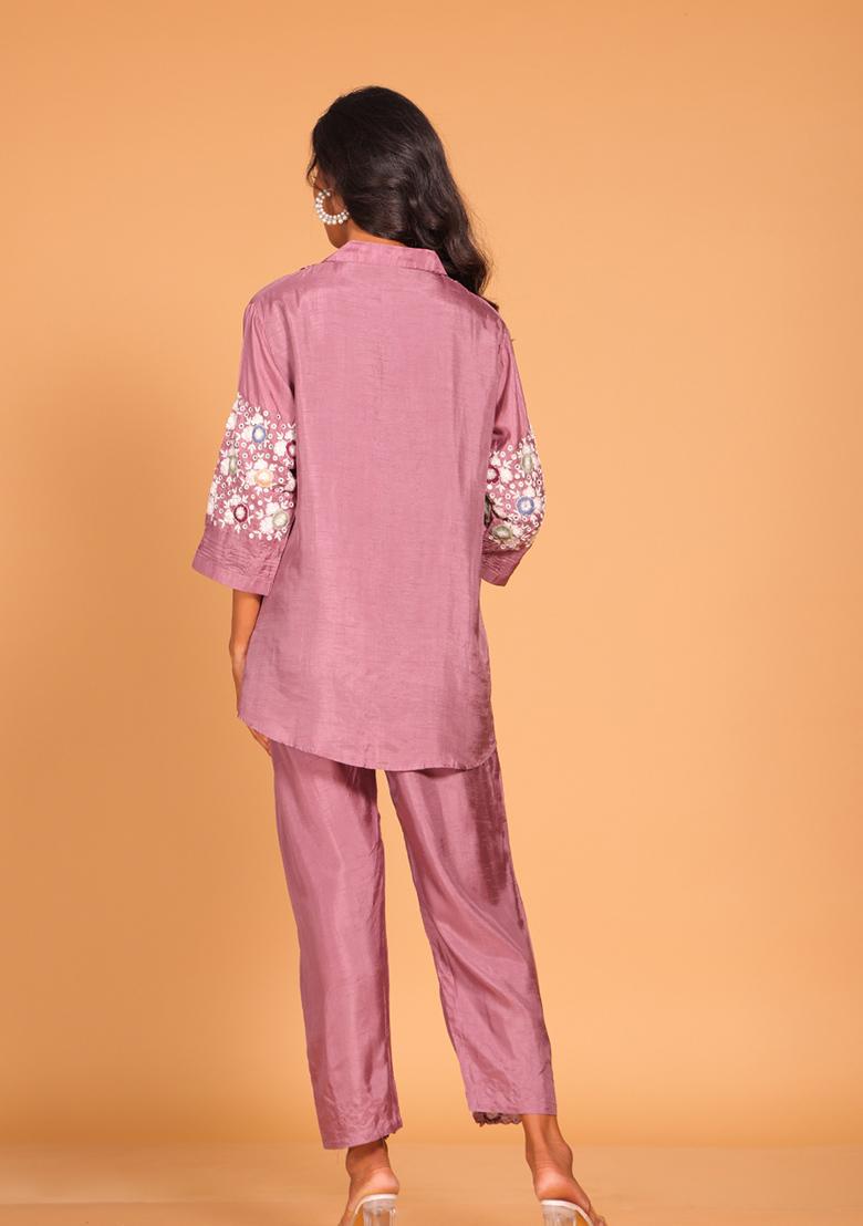 Blue Embroidered Pure Silk Kurta Set