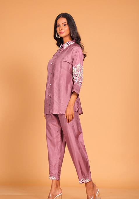 Blue Embroidered Pure Silk Kurta Set