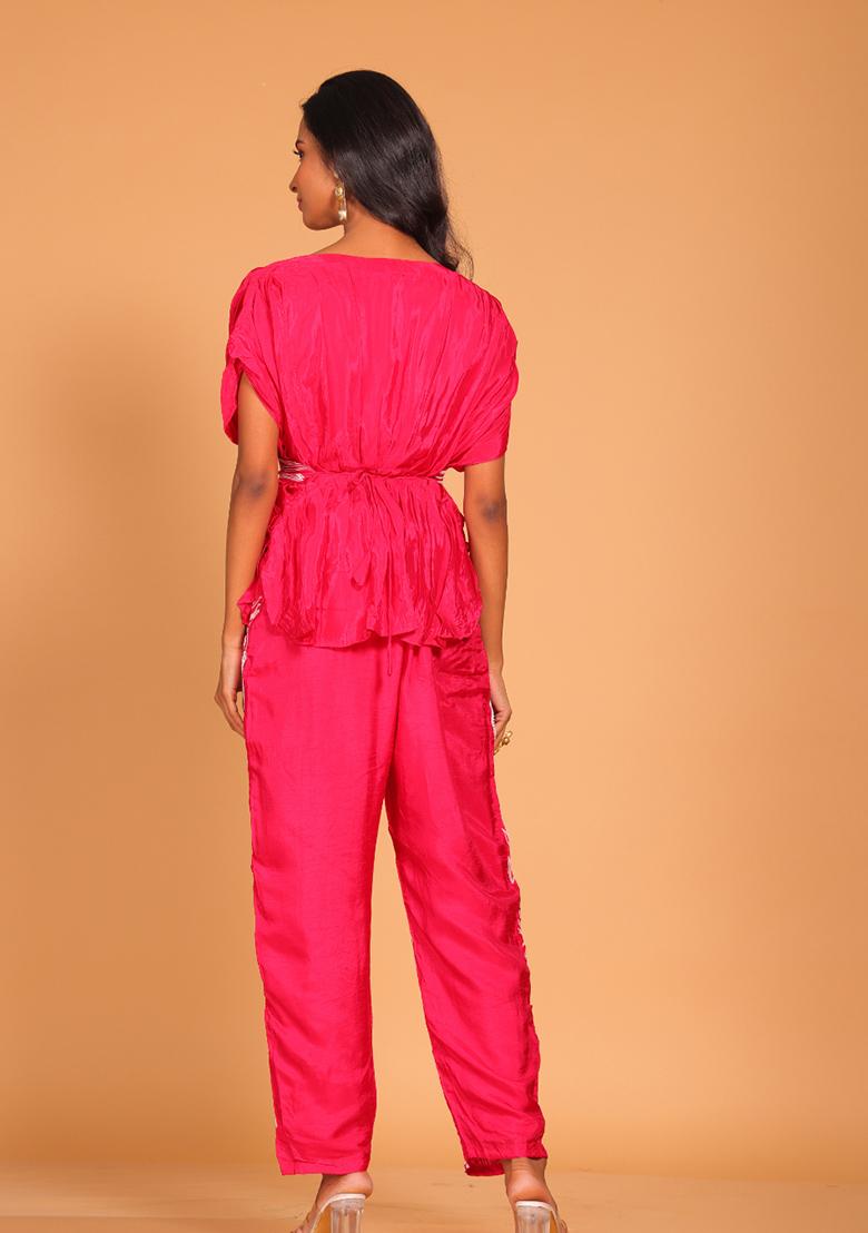 Multicolour Embroidered Pure Silk Kurta Set