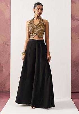 Black Solid Jacquard Co-ord Set