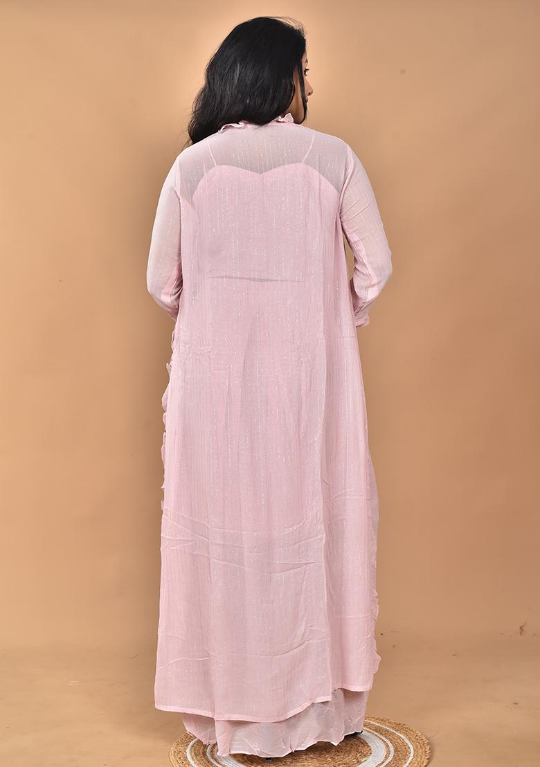 Pink Hand Embroidery Georgette Fancy Crop Top