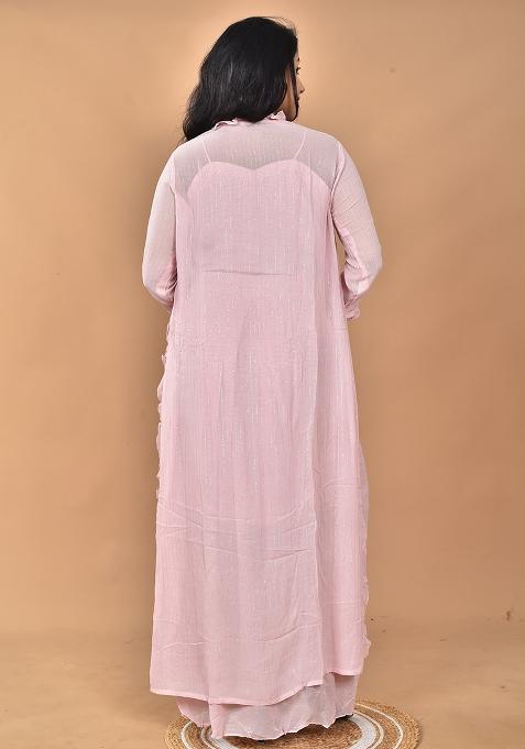 Pink Hand Embroidery Georgette Fancy Crop Top