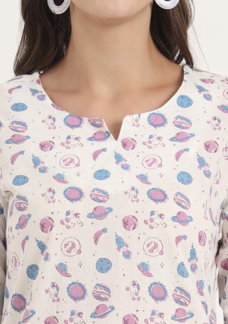 White embroidered Cotton Co Ords Sets