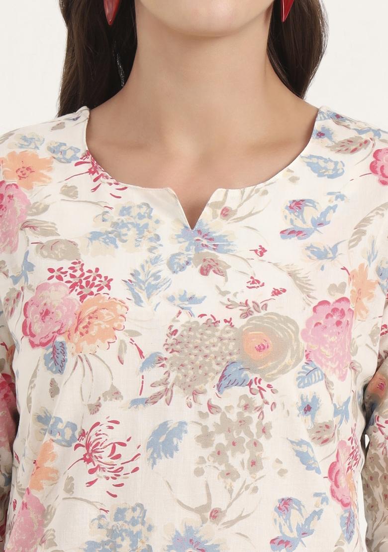 White embroidered Cotton Co Ords Sets