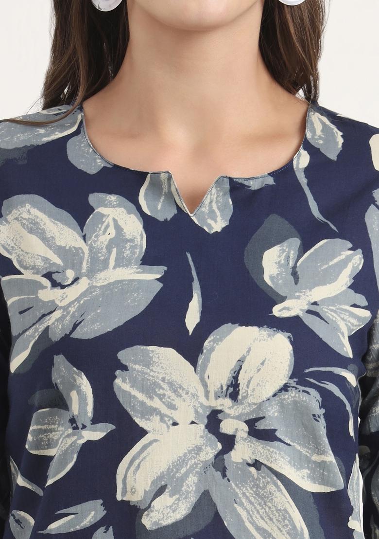 Blue embroidered Cotton Co Ords Sets